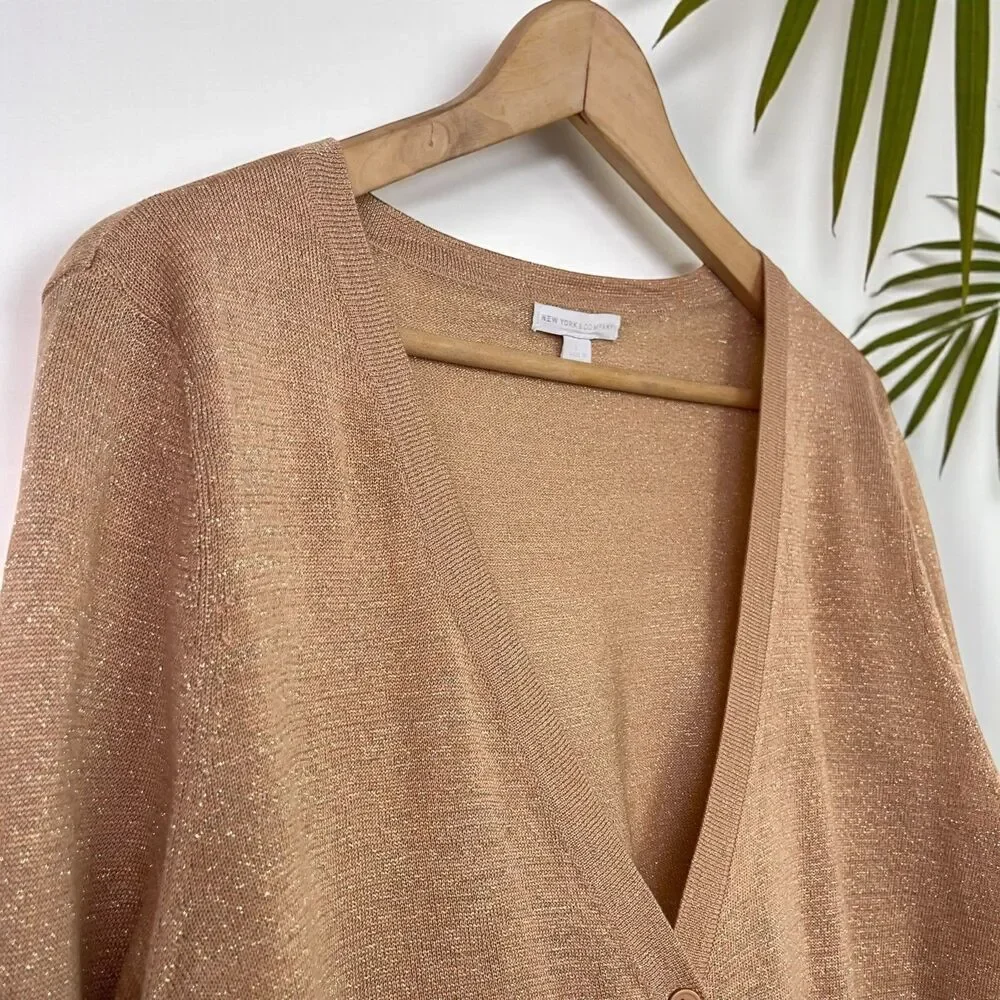 New York & Co Lightweight All-Season Knit Cardigan in Camel